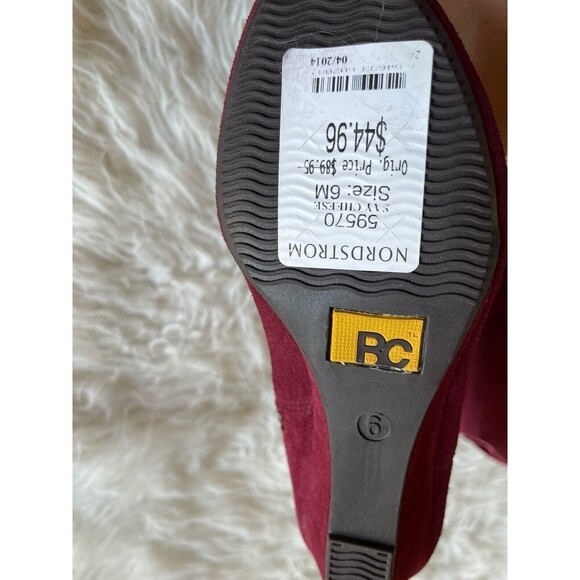 BC Born in California Size 6 Say Cheese Burgundy Wedge Booties - Picture 7 of 12